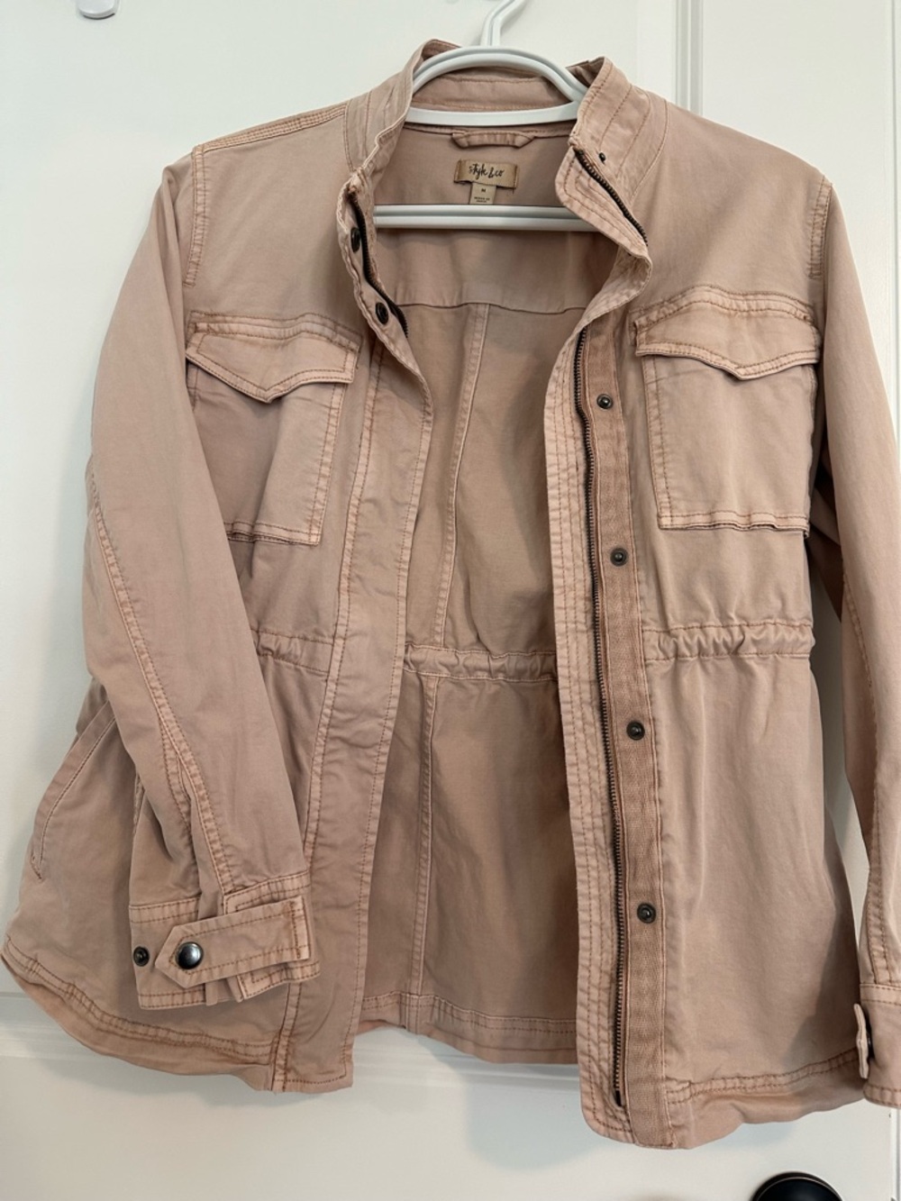 Style & Co. Blush Utility Jacket with Drawstring Waist